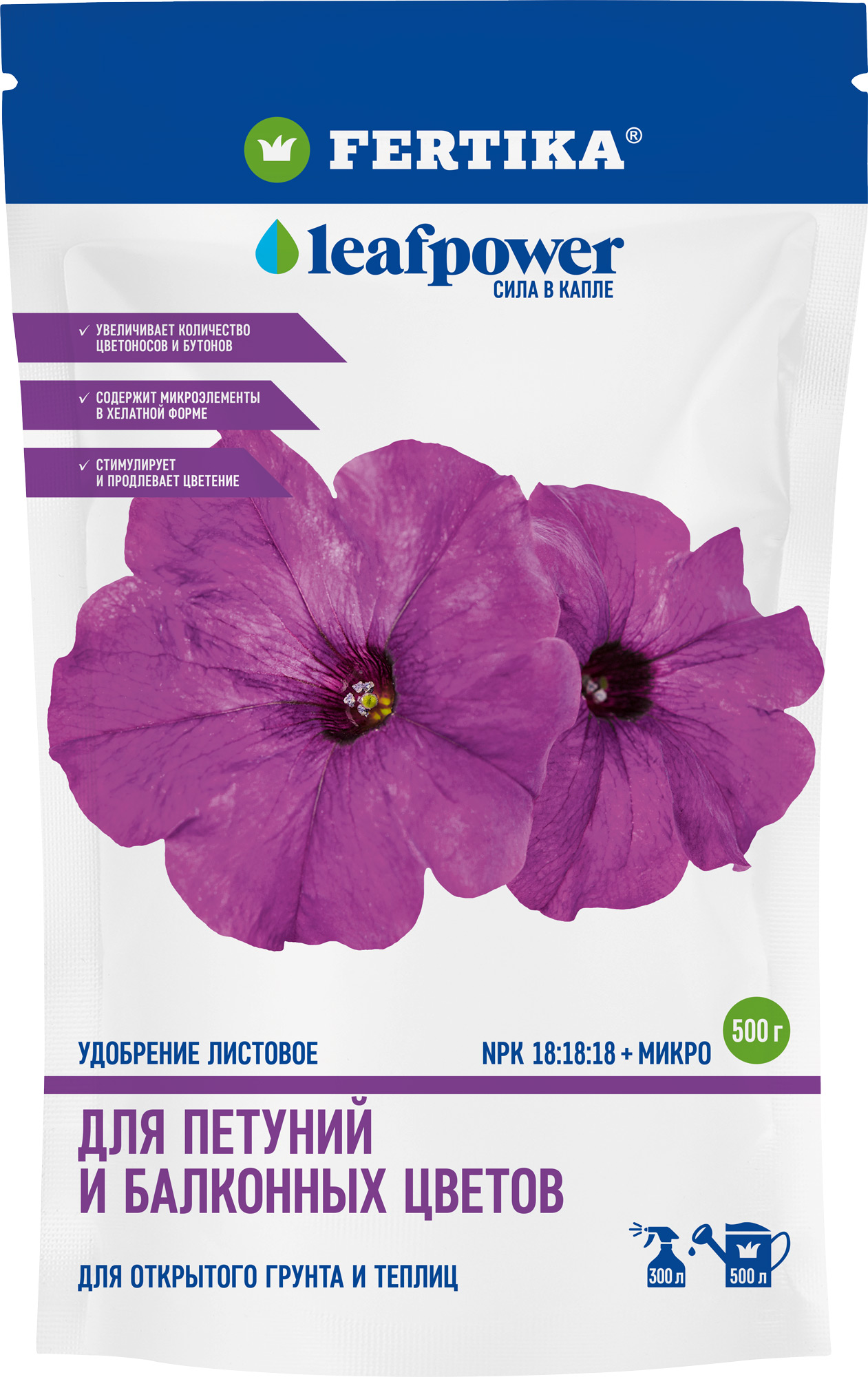 ������� ������� � ��������� ����� Leaf POWER 500 �� (1/16) NPK 18-18-18